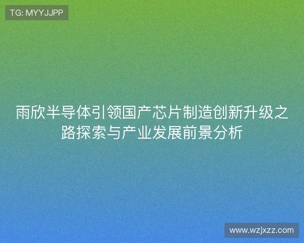雨欣半导体引领国产芯片制造创新升级之路探索与产业发展前景分析